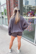 Fleece High Waisted Charcoal Shorts