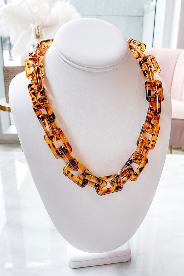 Chunky Square Link Tortoise Necklace
