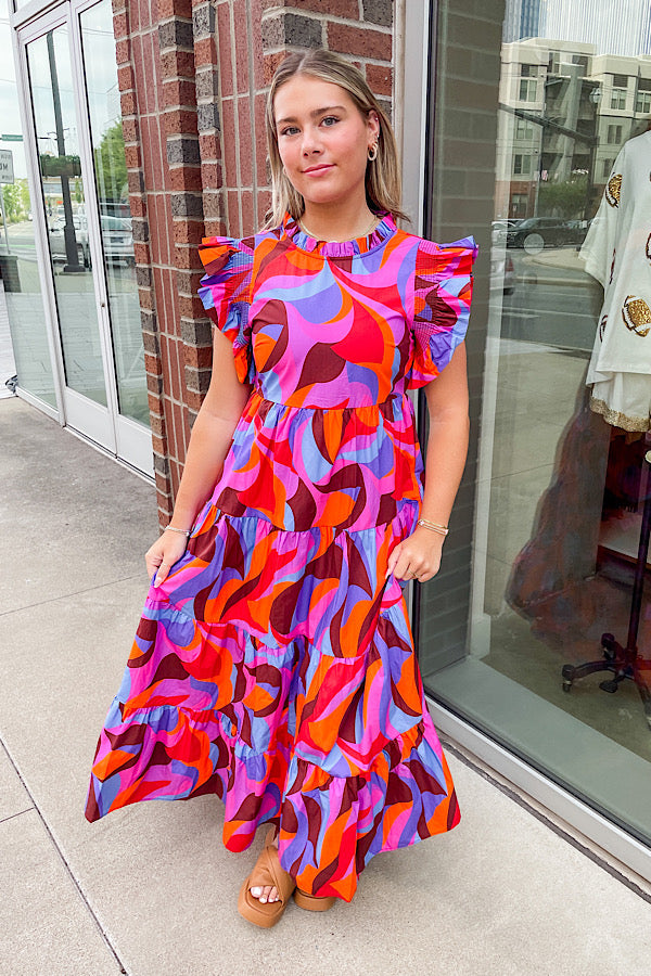 Lindsey Ruffle Midi Dress