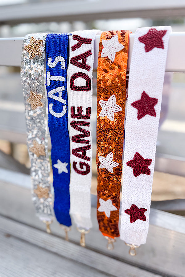 Game Day White and Red Star Purse Strap