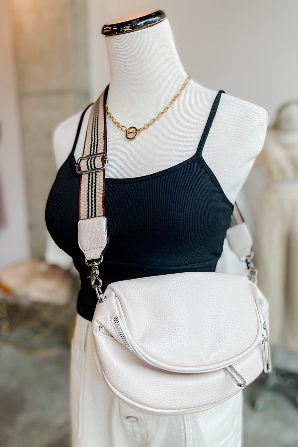 Cream Faux Leather Fanny Pack