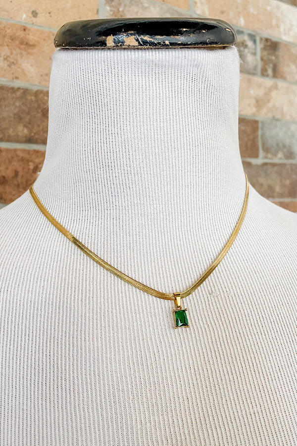 Natural Elements Gold Emerald Necklace