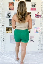Belle Faux Leather Green Shorts