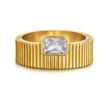 Iced Out Wide Band Gold Ring