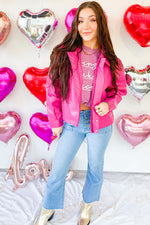 Find Your Groove Hot Pink Bomber Jacket