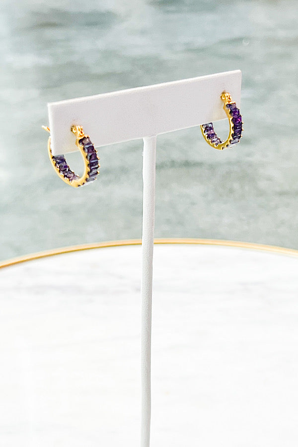 Natural Elements Lilac Diamond Hoop Earrings