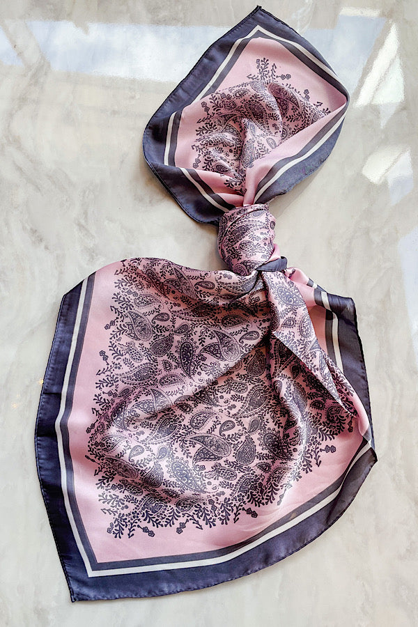 Pink Floral Silky Scarf