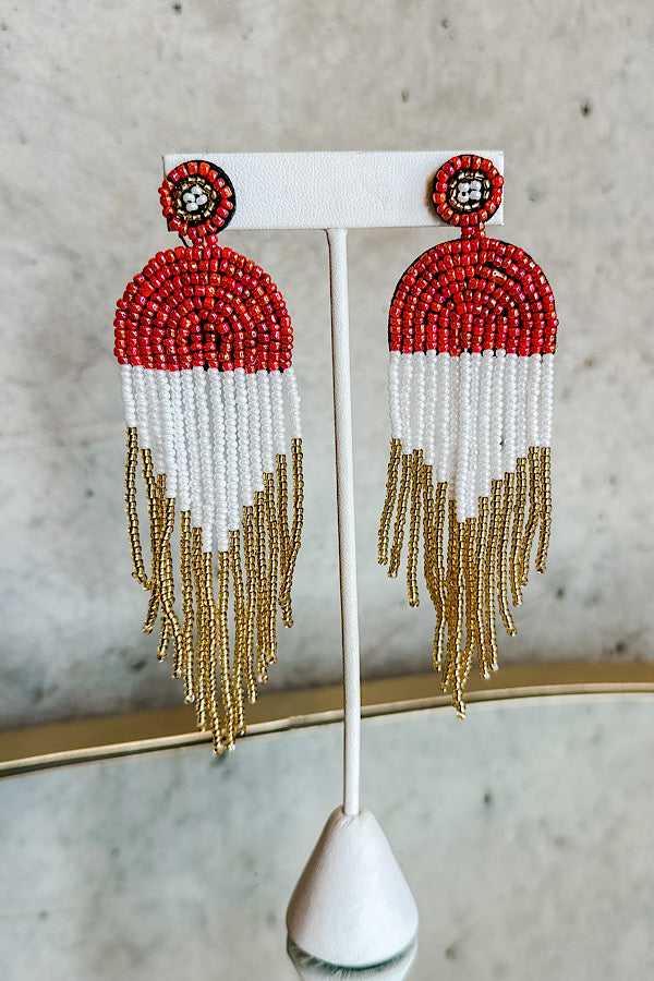 Cascade Red Gold Beaded Earrings